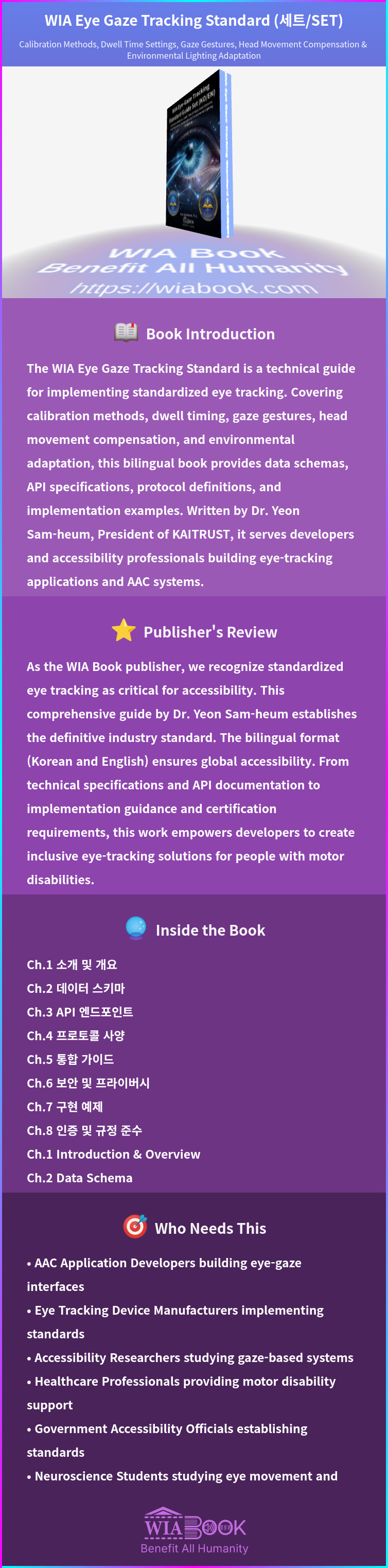 WIA Eye-Gaze Tracking Standard Guide Set (KO/EN) 상세
