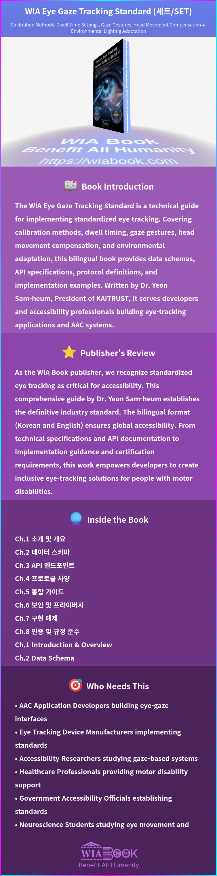 WIA Eye-Gaze Tracking Standard Guide Set (KO/EN) 상세