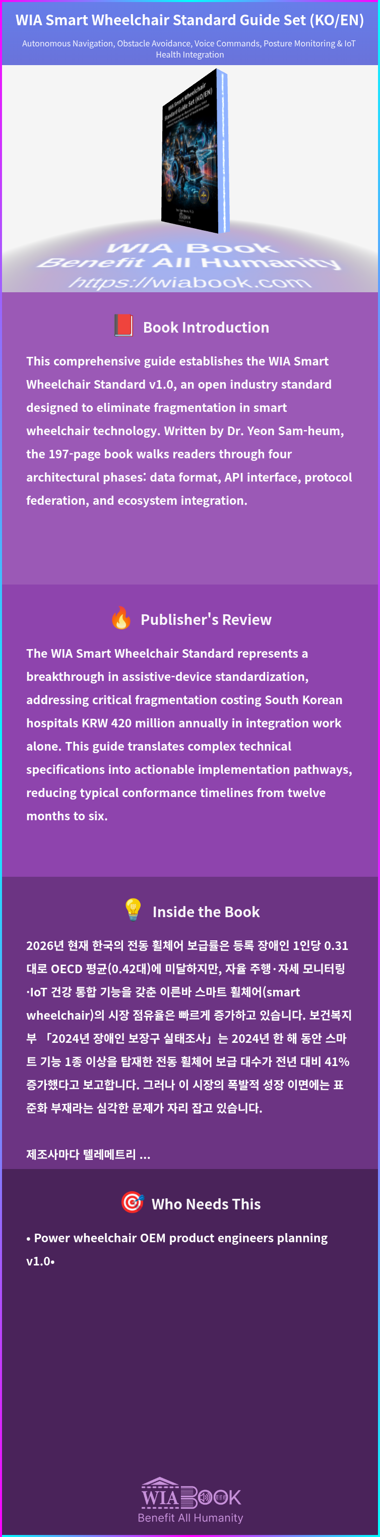 WIA Smart Wheelchair Standard Guide Set (KO/EN) 상세