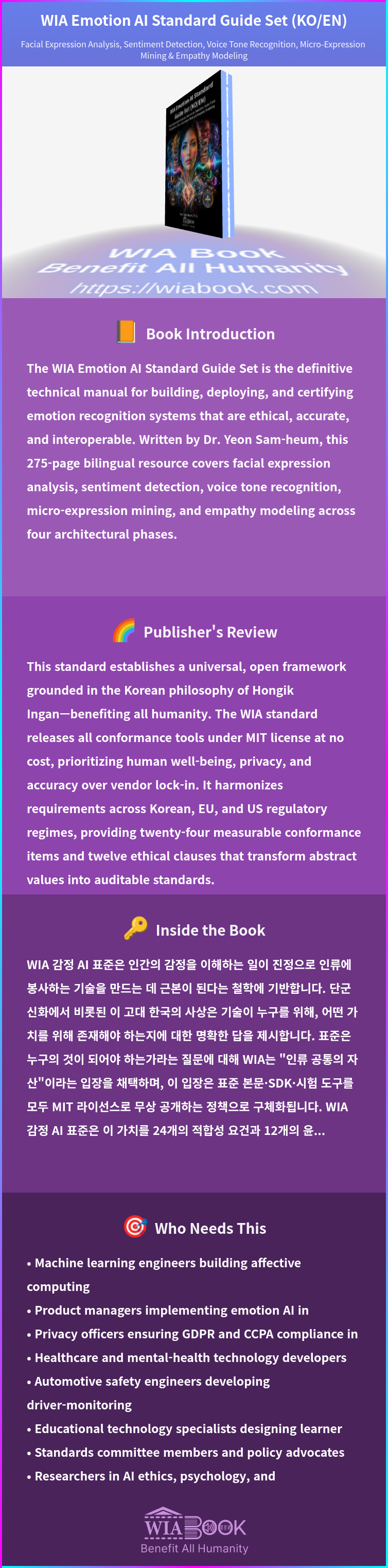 WIA Emotion AI Standard Guide Set (KO/EN) 상세