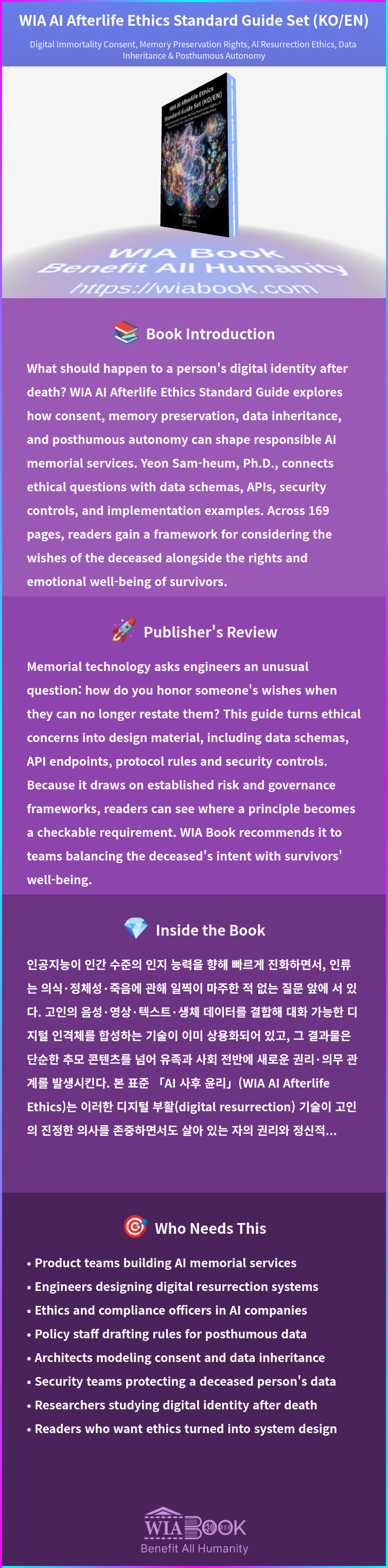 WIA AI Afterlife Ethics Standard Guide Set (KO/EN) 상세