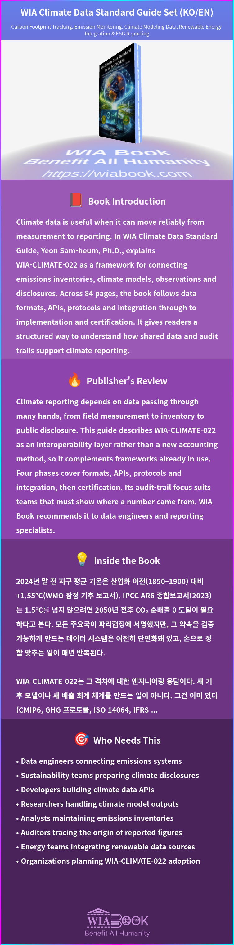 WIA Climate Data Standard Guide Set (KO/EN) 상세