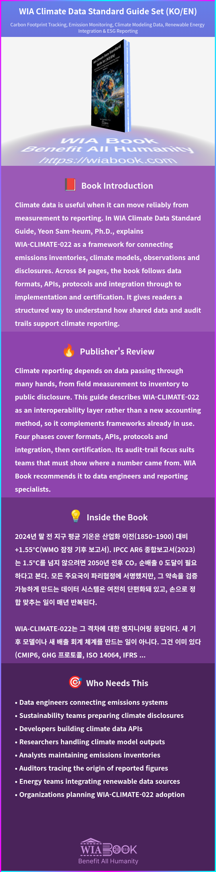 WIA Climate Data Standard Guide Set (KO/EN) 상세