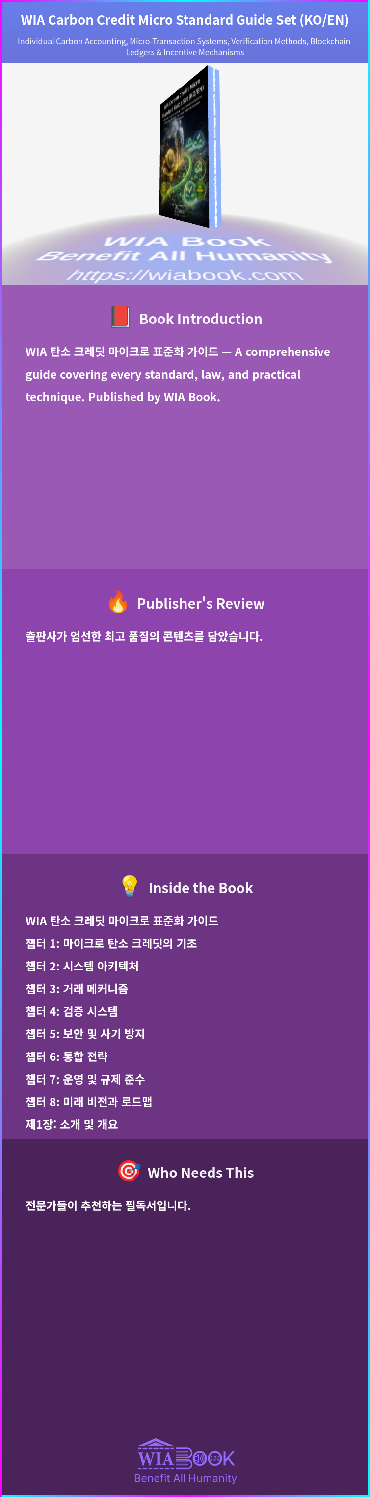 WIA Carbon Credit Micro Standard Guide Set (KO/EN) 상세
