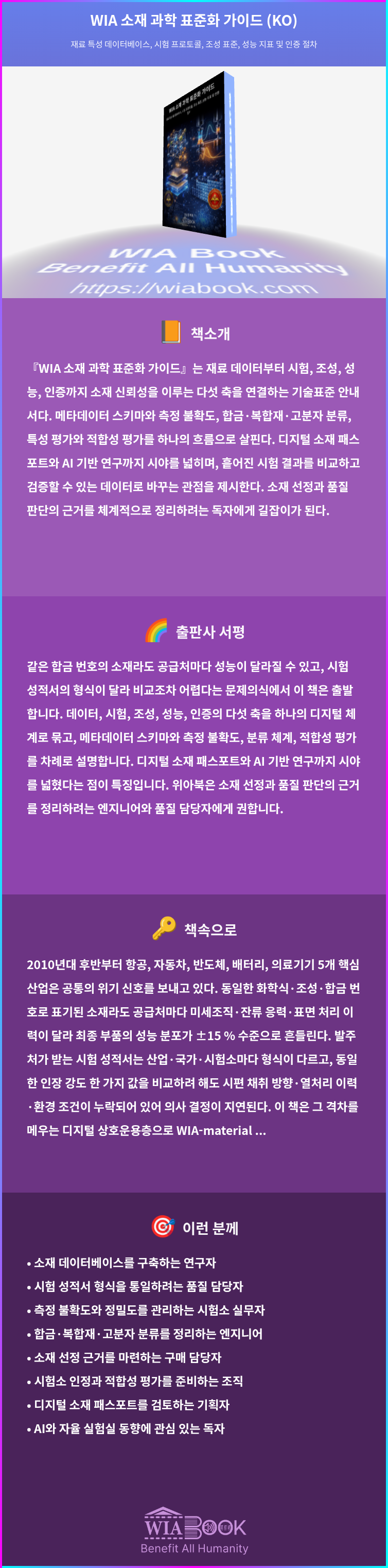 WIA 소재 과학 표준화 가이드 (KO) 상세