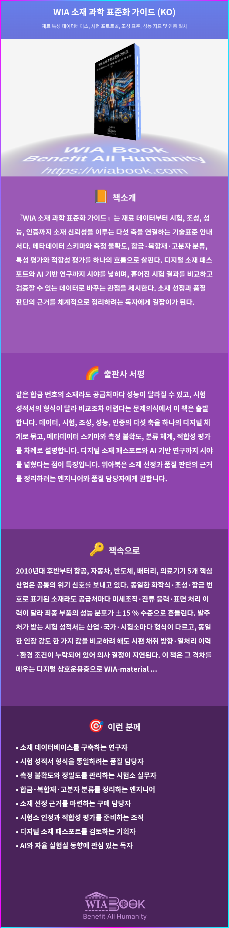 WIA 소재 과학 표준화 가이드 (KO) 상세