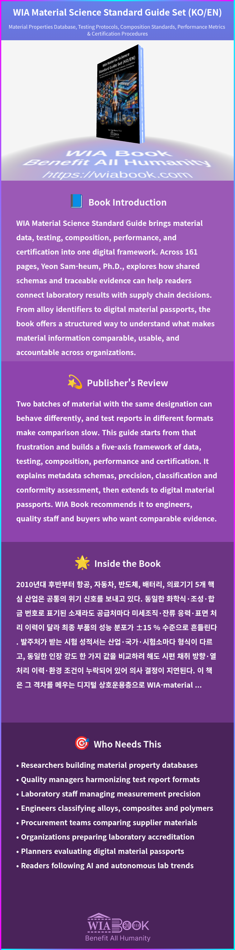 WIA Material Science Standard Guide Set (KO/EN) 상세