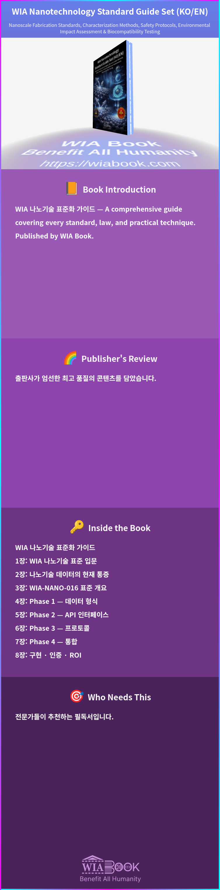 WIA Nanotechnology Standard Guide Set (KO/EN) 상세