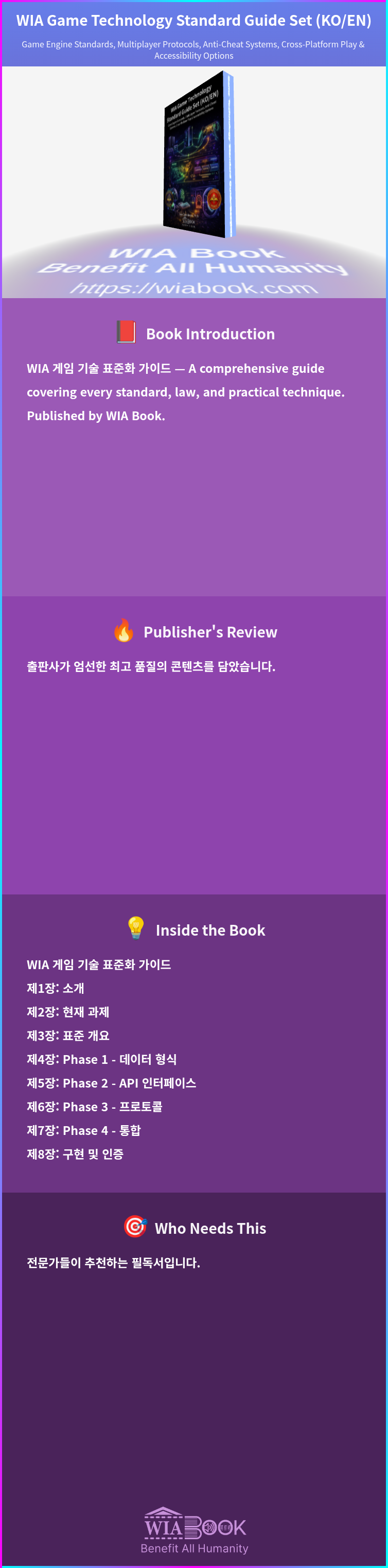 WIA Game Technology Standard Guide Set (KO/EN) 상세