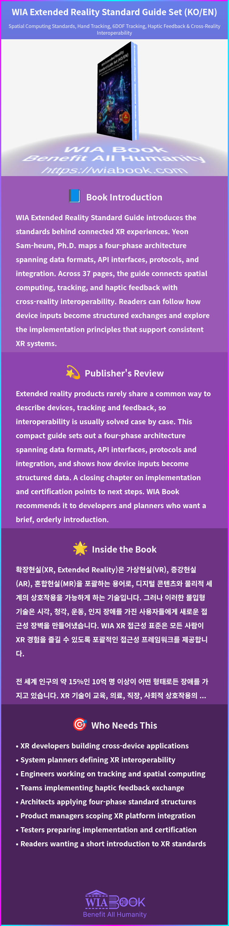 WIA Extended Reality Standard Guide Set (KO/EN) 상세