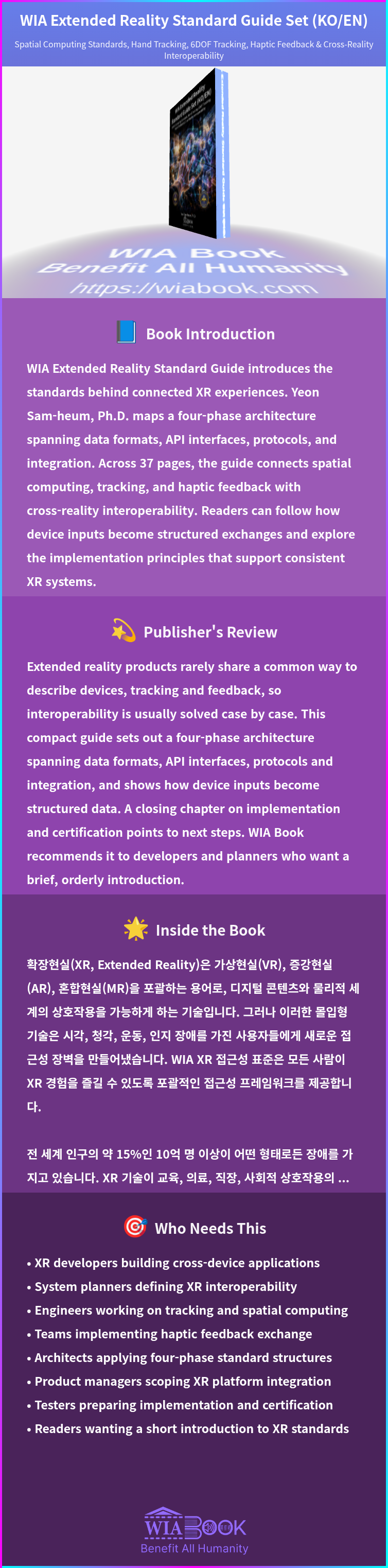 WIA Extended Reality Standard Guide Set (KO/EN) 상세