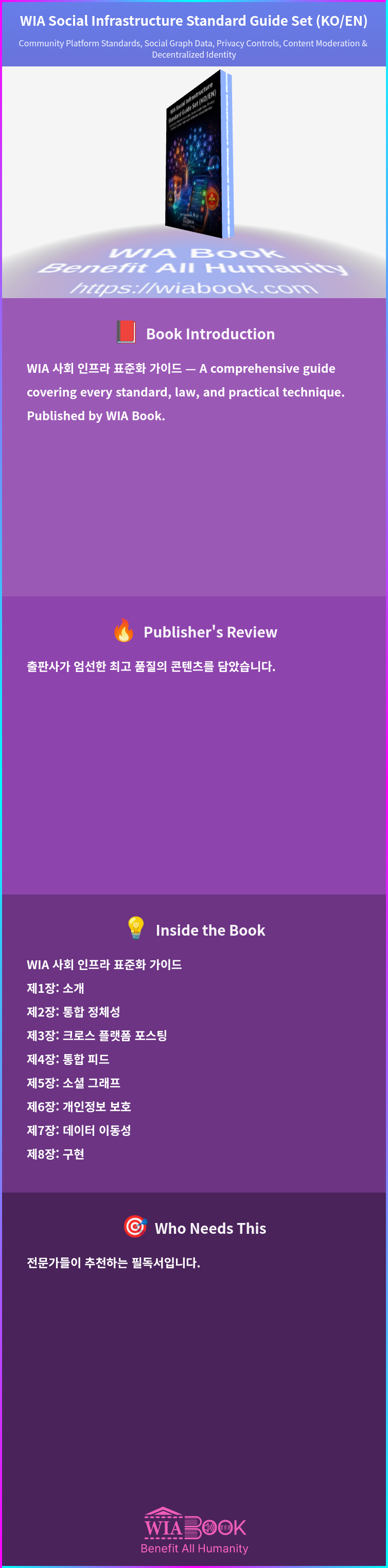 WIA Social Infrastructure Standard Guide Set (KO/EN) 상세