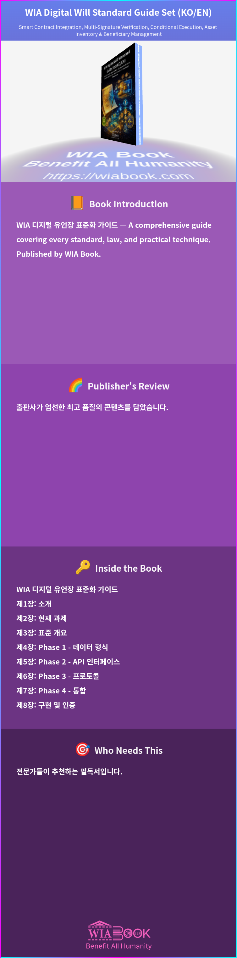 WIA Digital Will Standard Guide Set (KO/EN) 상세