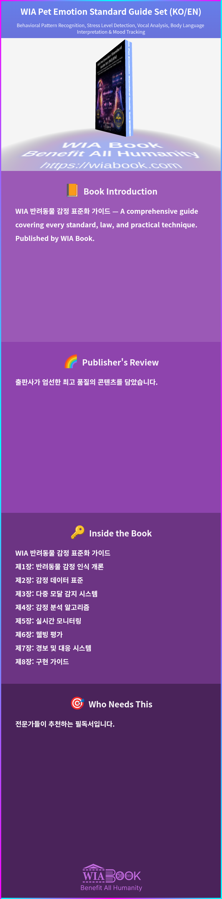 WIA Pet Emotion Standard Guide Set (KO/EN) 상세