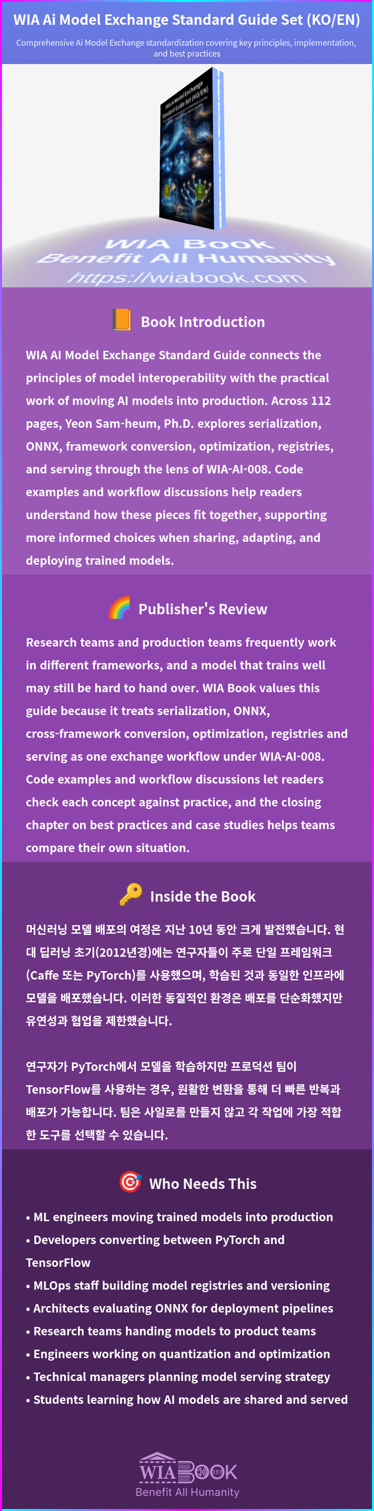 WIA Ai Model Exchange Standard Guide Set (KO/EN) 상세