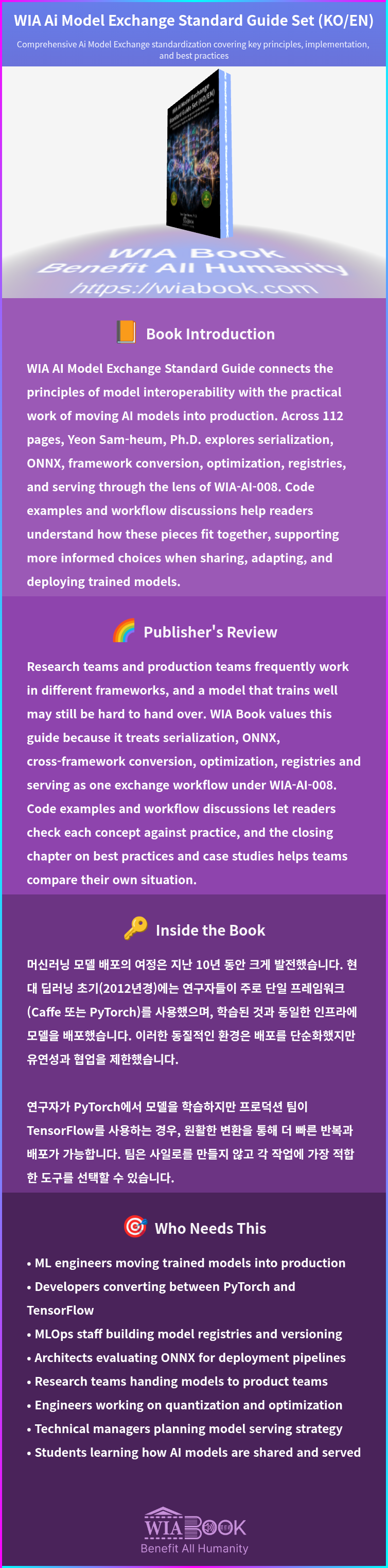 WIA Ai Model Exchange Standard Guide Set (KO/EN) 상세