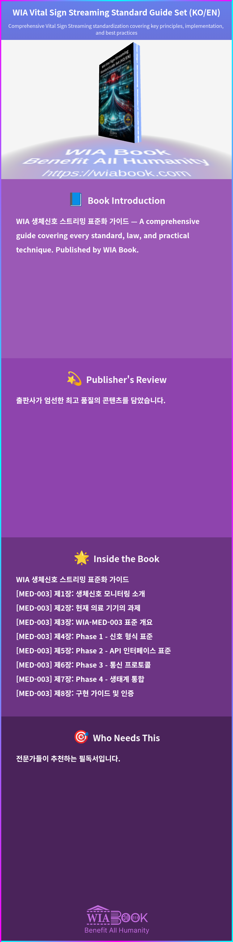 WIA Vital Sign Streaming Standard Guide Set (KO/EN) 상세