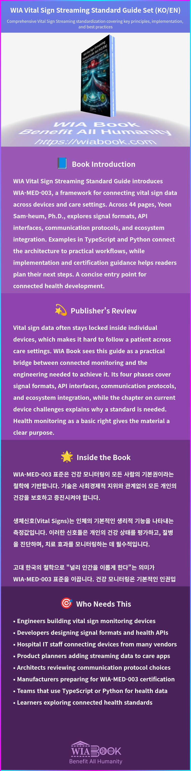 WIA Vital Sign Streaming Standard Guide Set (KO/EN) 상세