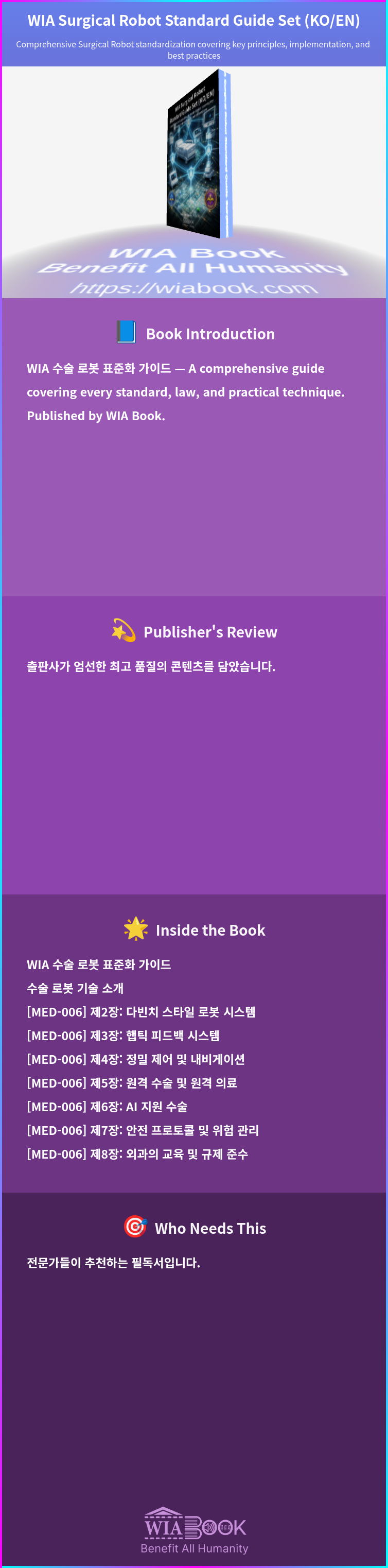 WIA Surgical Robot Standard Guide Set (KO/EN) 상세