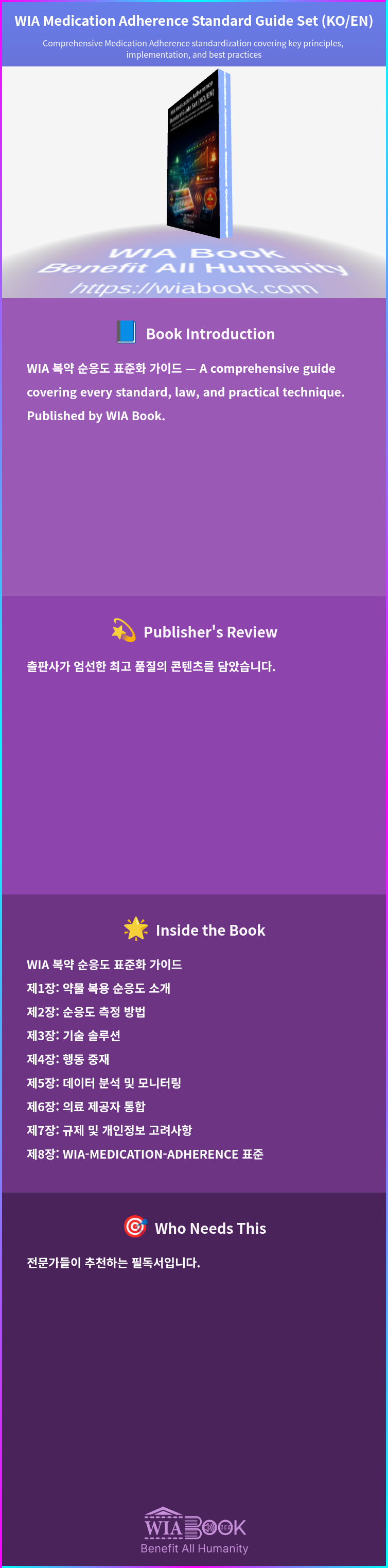 WIA Medication Adherence Standard Guide Set (KO/EN) 상세