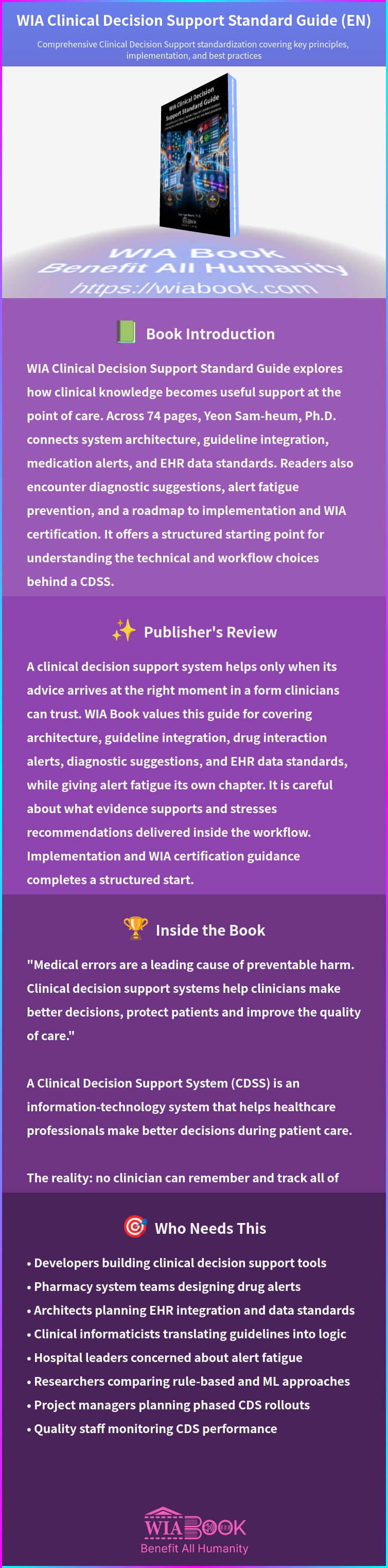 WIA Clinical Decision Support Standard Guide (EN) 상세