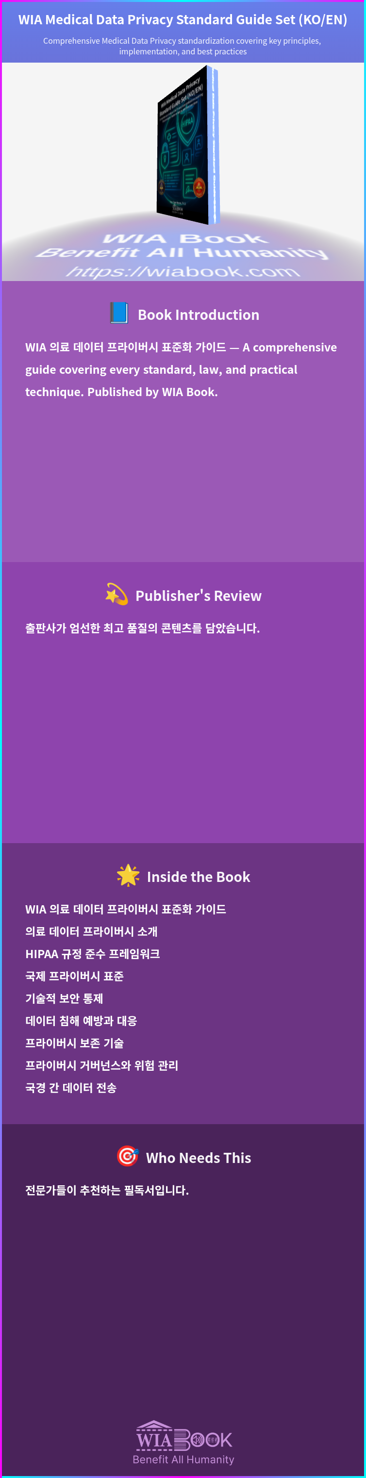 WIA Medical Data Privacy Standard Guide Set (KO/EN) 상세