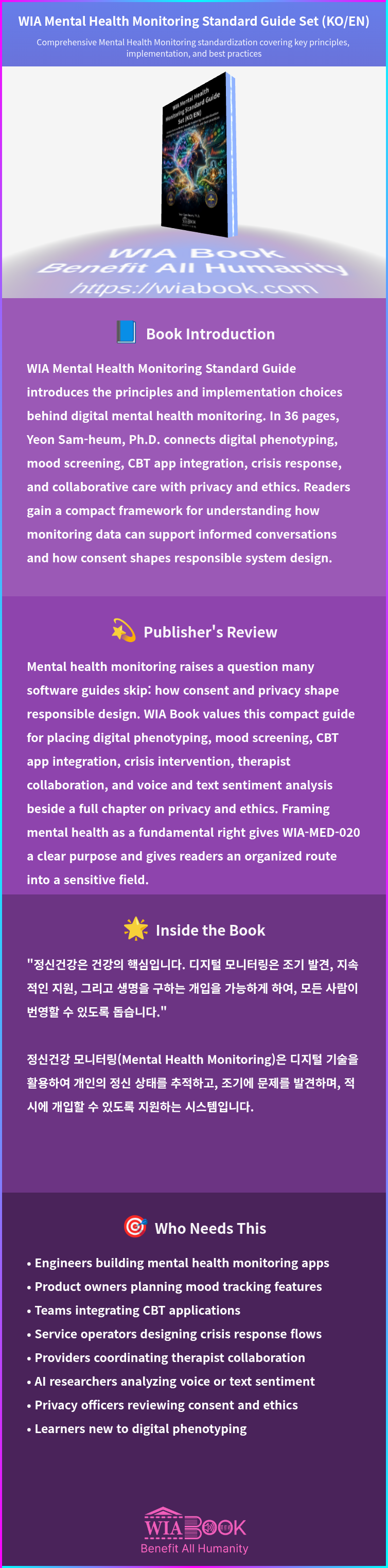 WIA Mental Health Monitoring Standard Guide Set (KO/EN) 상세