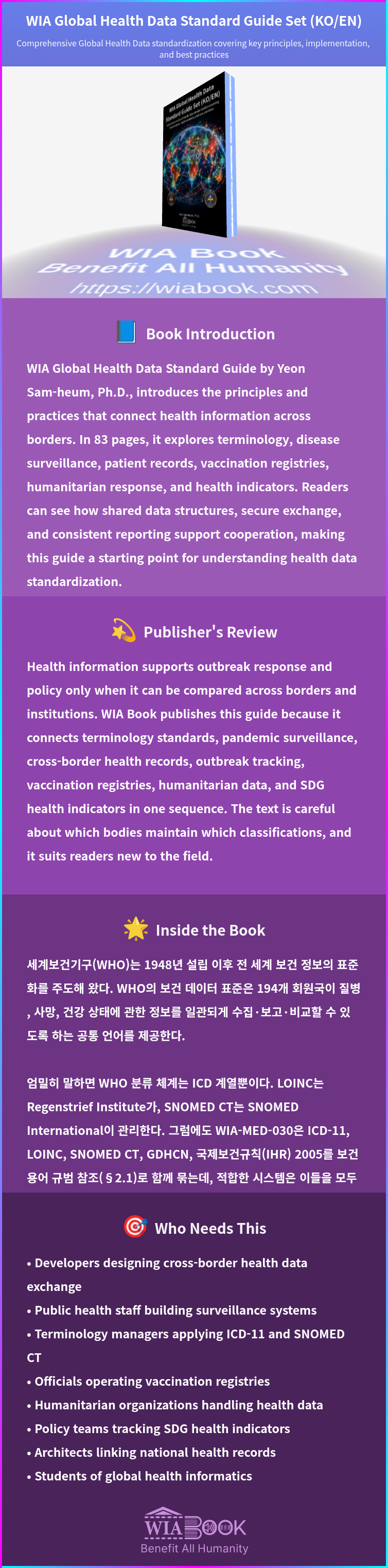 WIA Global Health Data Standard Guide Set (KO/EN) 상세