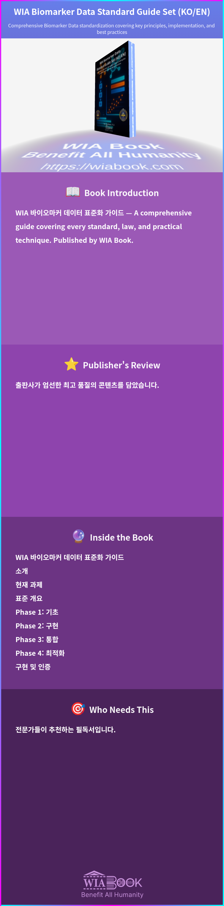 WIA Biomarker Data Standard Guide Set (KO/EN) 상세