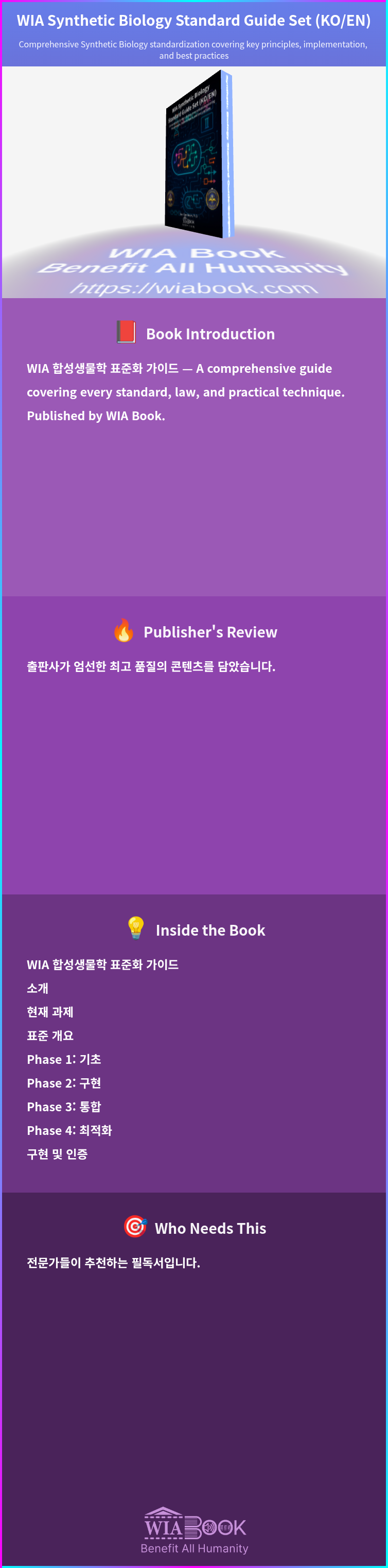WIA Synthetic Biology Standard Guide Set (KO/EN) 상세