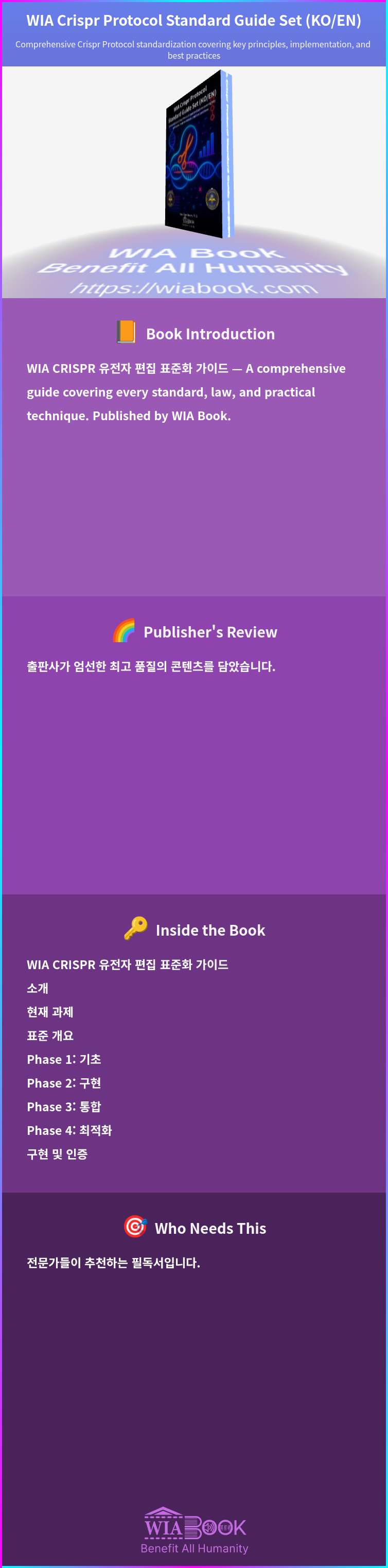 WIA Crispr Protocol Standard Guide Set (KO/EN) 상세