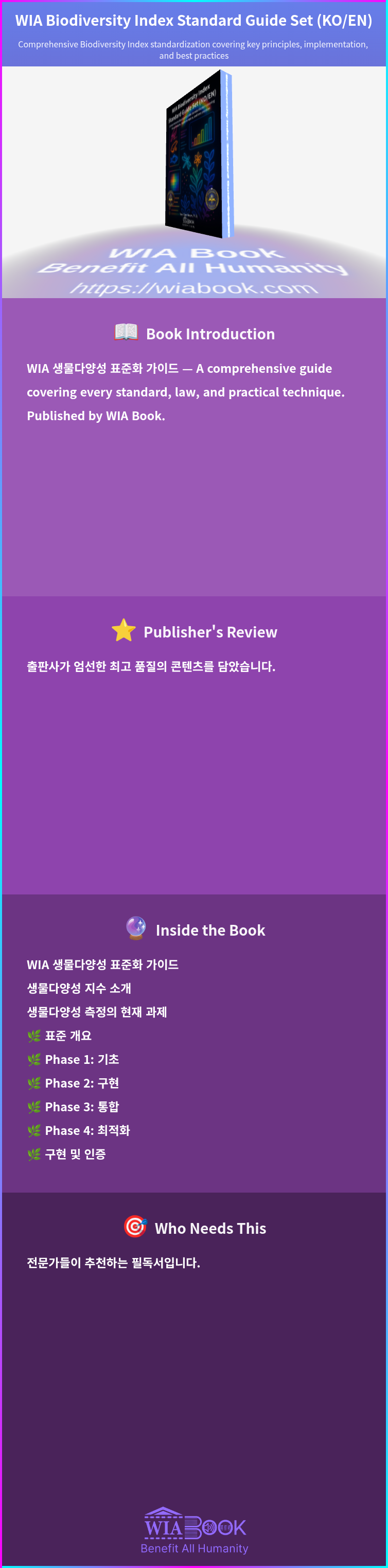 WIA Biodiversity Index Standard Guide Set (KO/EN) 상세