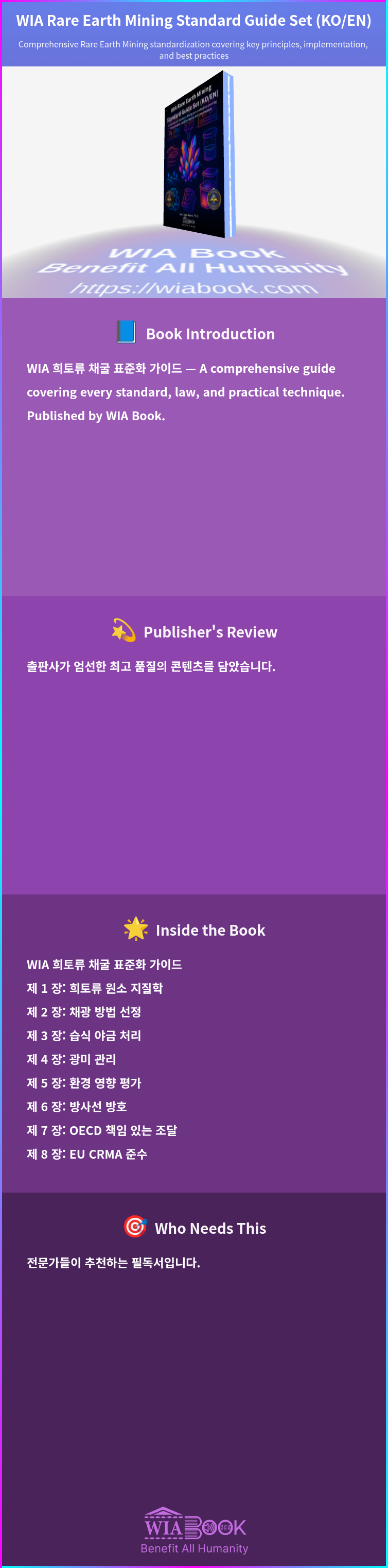 WIA Rare Earth Mining Standard Guide Set (KO/EN) 상세