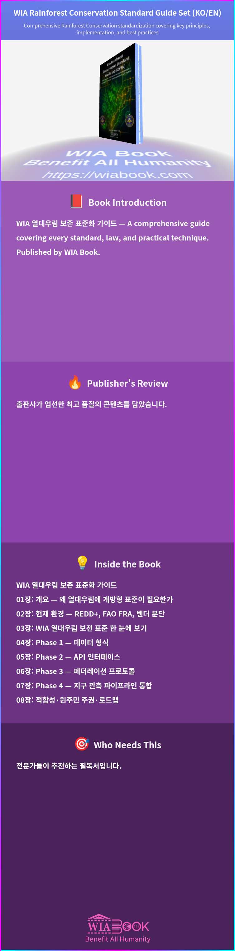 WIA Rainforest Conservation Standard Guide Set (KO/EN) 상세