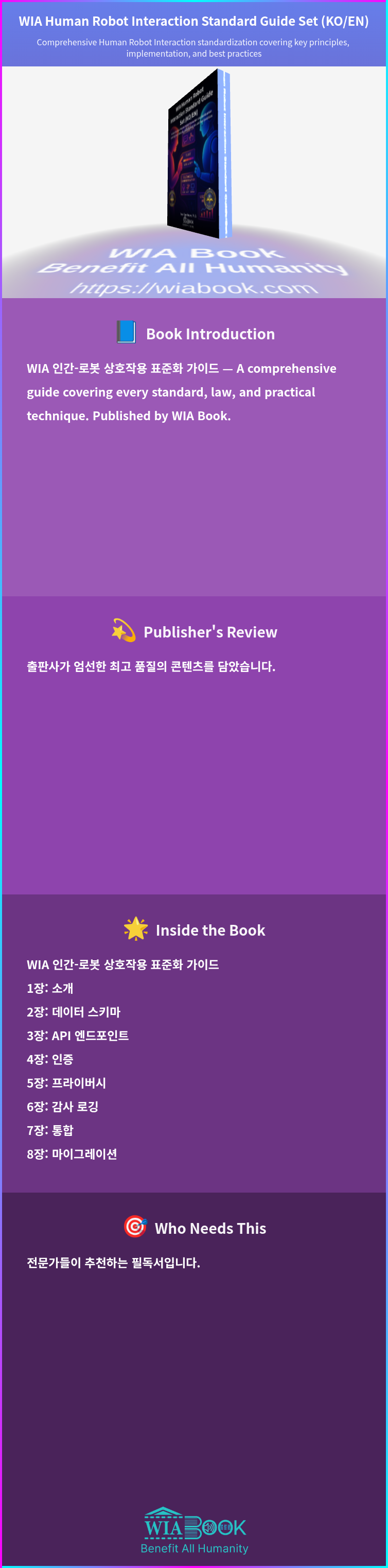 WIA Human Robot Interaction Standard Guide Set (KO/EN) 상세