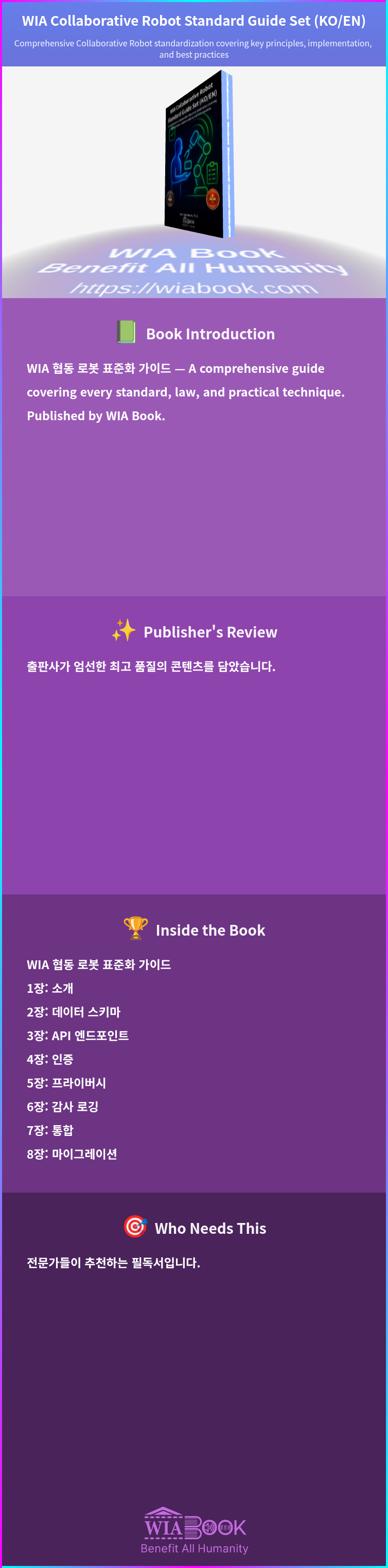 WIA Collaborative Robot Standard Guide Set (KO/EN) 상세