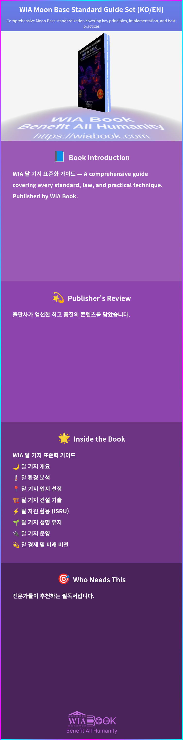 WIA Moon Base Standard Guide Set (KO/EN) 상세