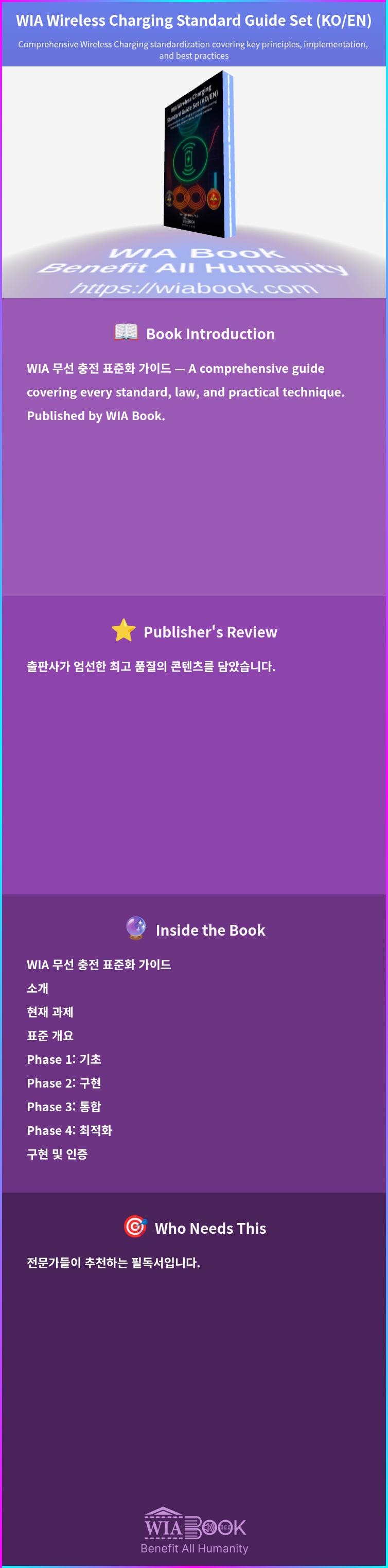 WIA Wireless Charging Standard Guide Set (KO/EN) 상세