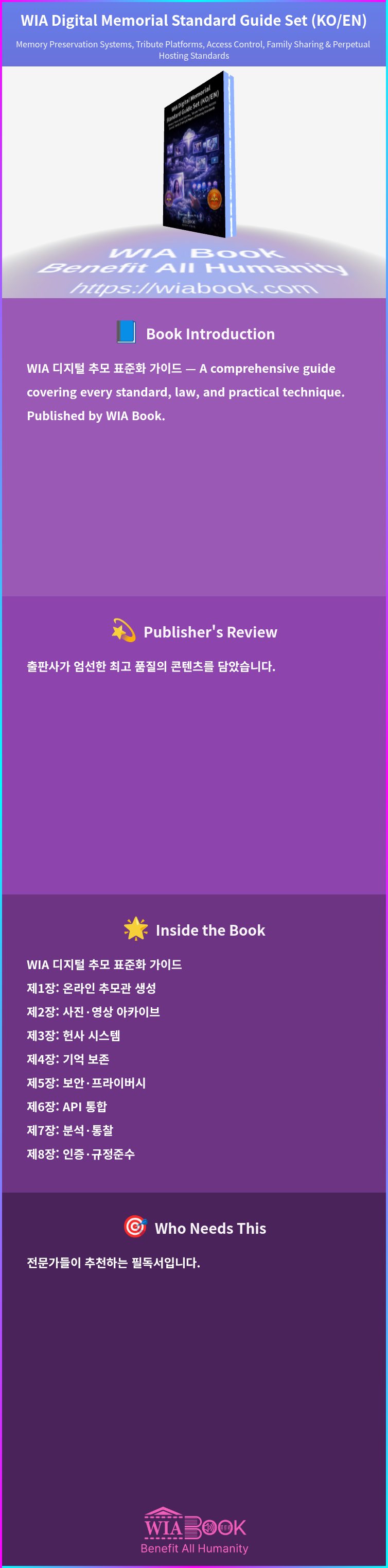 WIA Digital Memorial Standard Guide Set (KO/EN) 상세