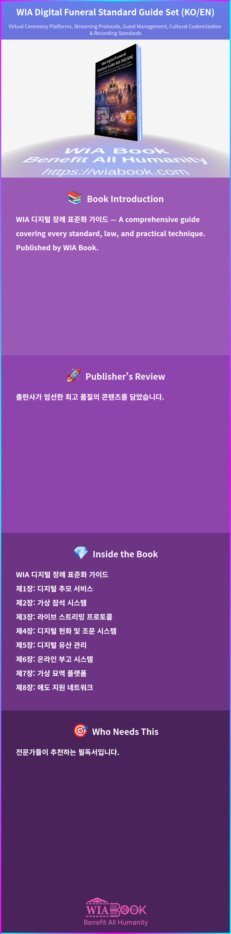 WIA Digital Funeral Standard Guide Set (KO/EN) 상세